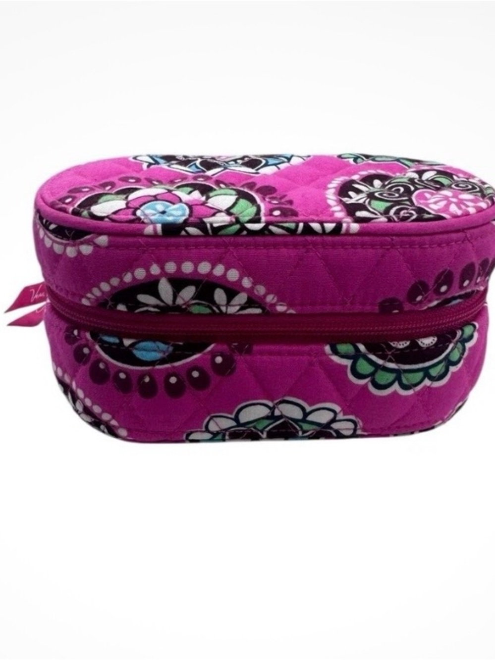 Vera Bradley Quilted Pink Zip Around Jewelry Travel Box Case